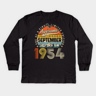 Awesome Since September 1954 Vintage 69th Birthday Kids Long Sleeve T-Shirt